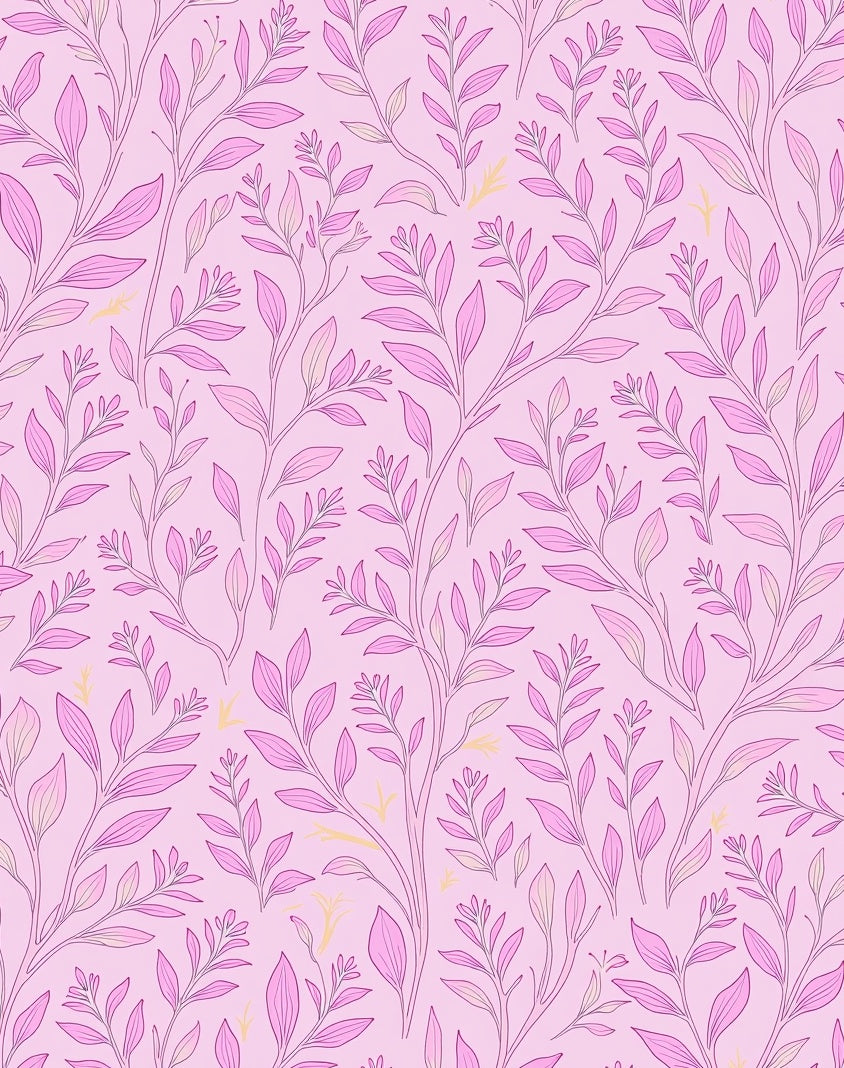 Whimsical Pink Floral Vine Pattern Rug