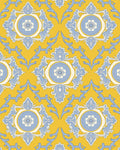 Yellow Blue Floral Medallion Pattern Rug