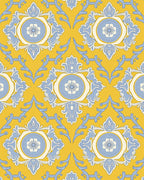 Yellow Blue Floral Medallion Pattern Rug