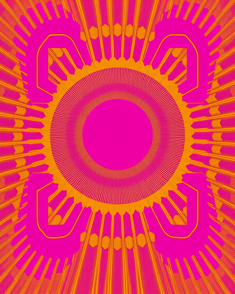 Radiant Geometric Sun And 4 Arms Rug