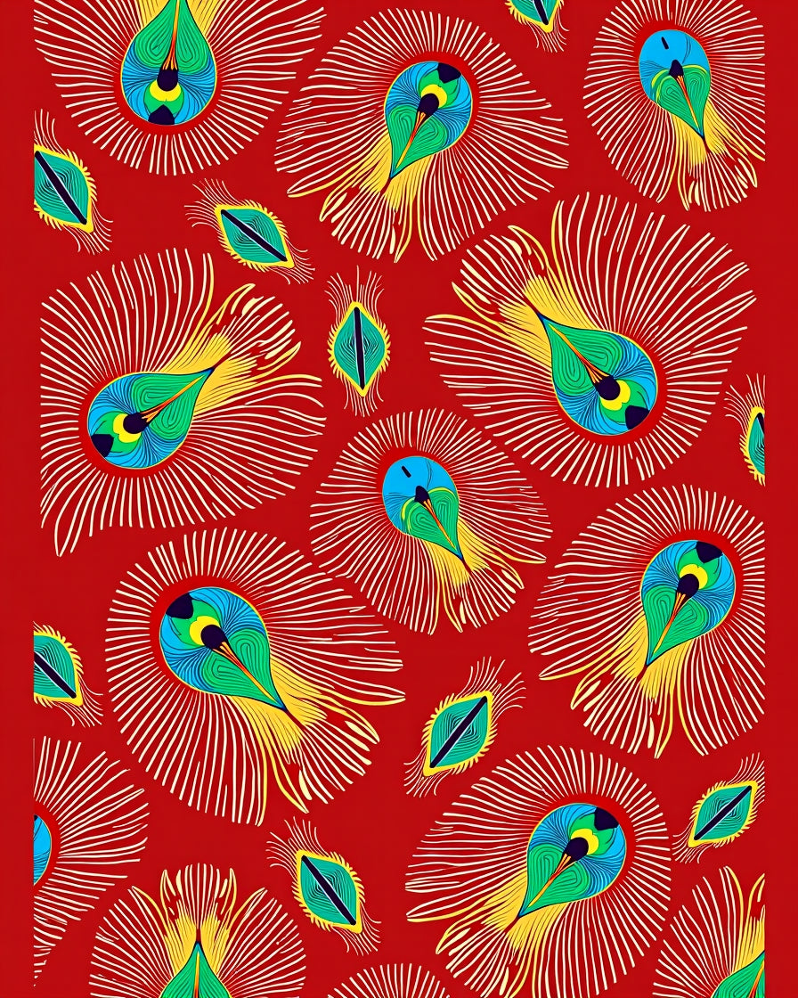Vibrant Peacock Feather Pattern Rug