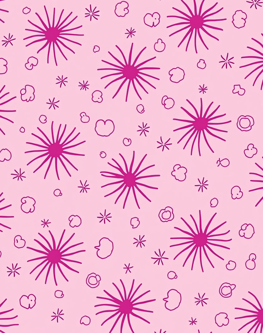 Dandelion Inspired Playful Pink Pattern Rug