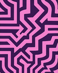 Pink Abstract Maze Pattern Rug
