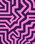 Pink Abstract Maze Pattern Rug