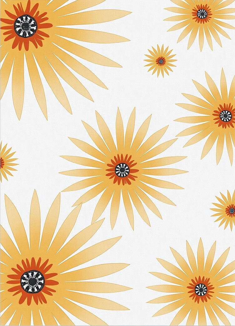 Retro Daisy Floral Pattern Rug