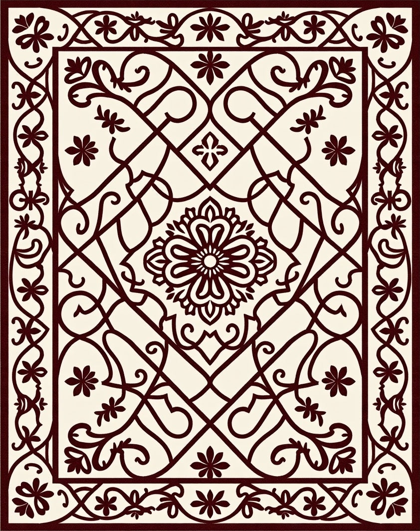 Intricate Floral Swirls Geometric Rug