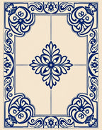 Elegant Blue Cream Floral Motif Rug