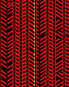 Bold Red Black Geometric Stripe Rug