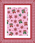 Pink Snowflakes and Bells Border Rug