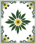 Green And Gold Feather Mandala Design Rug