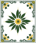 Green And Gold Feather Mandala Design Rug