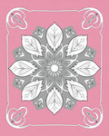 Floral Linework Mandala With Pink Frame Rug