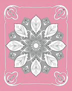 Floral Linework Mandala With Pink Frame Rug
