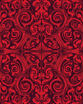 Red Abstract Swirls Ornate Design Rug