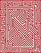 Bold Red Geometric Labyrinth Pattern Rug