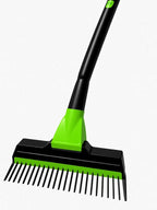 Bright Green and Black Leaf Rake Rug