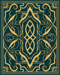Elegant Gold Scrollwork Teal Rug