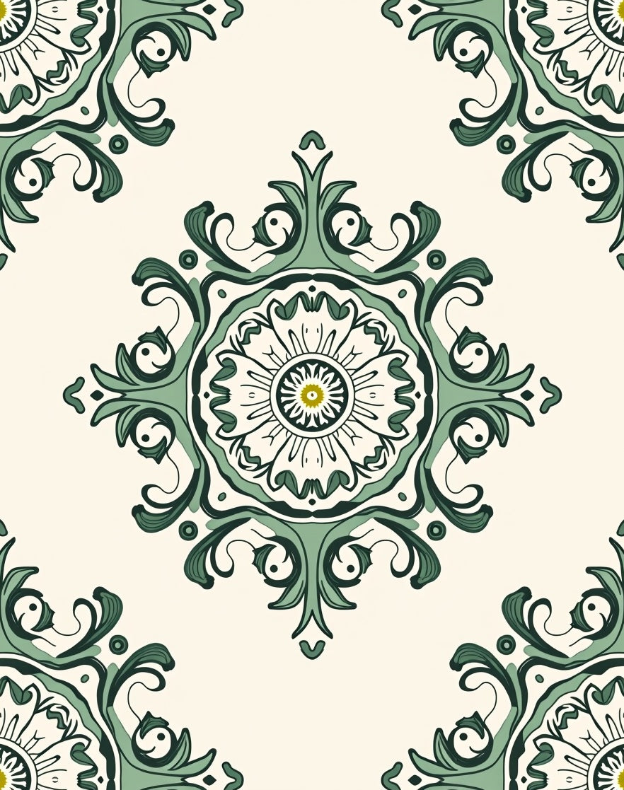 Vintage Botanical Medallion Pattern Rug
