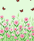 Pink Daisy Butterfly Meadow Pattern Rug