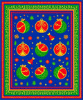 Bright Blue Festive Ornament Swirl Rug