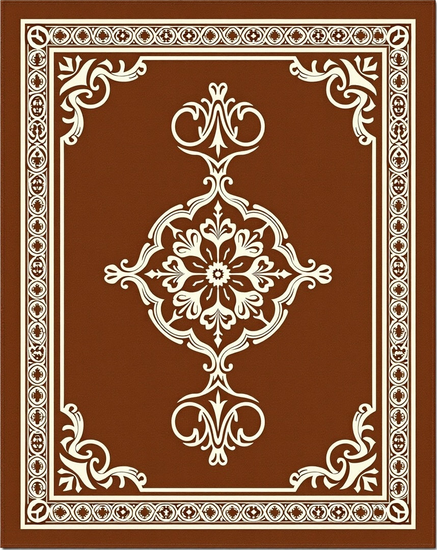 Elegant Damask Scrollwork Pattern Rug