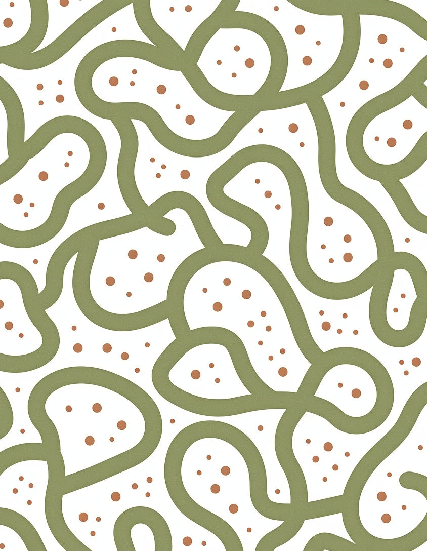 Organic Green Wavy Dot Pattern Rug