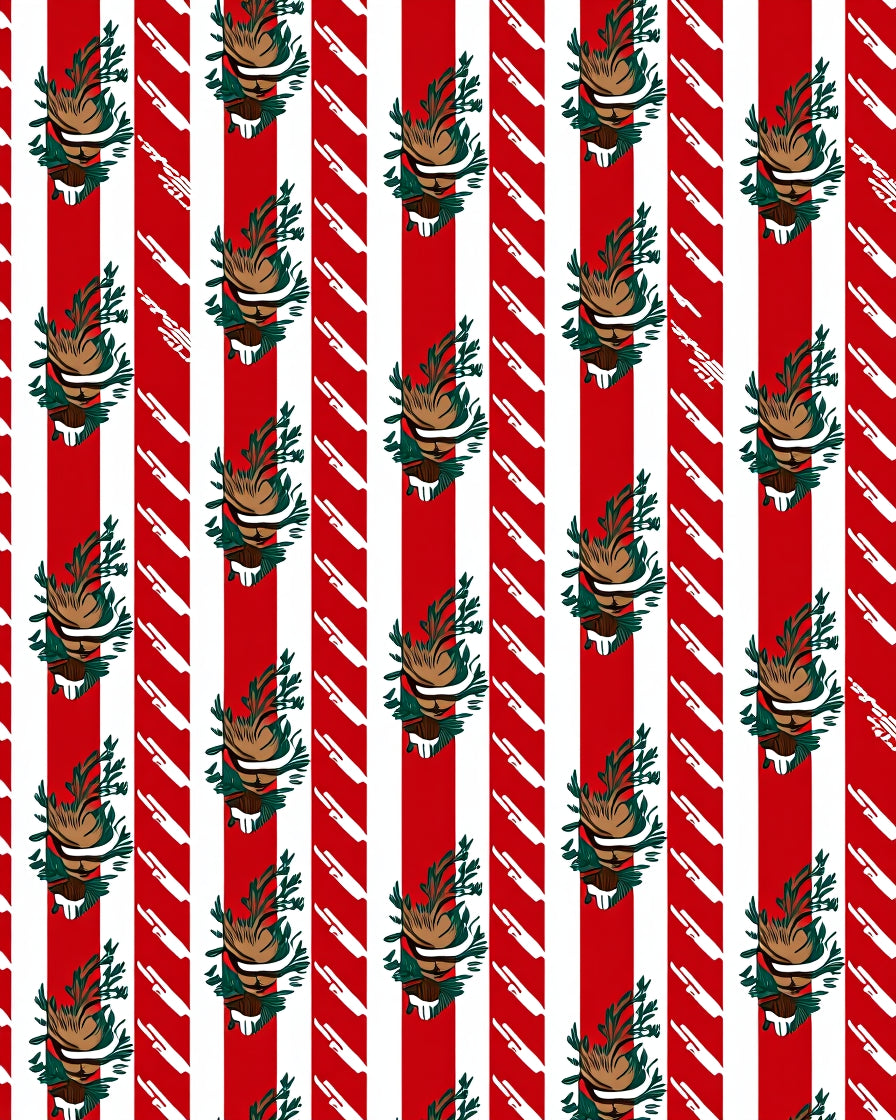 Crimson White Pinecone Ribbon Stripes Rug