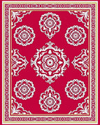Ornate Floral Red Border Design Rug