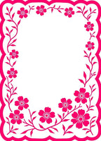 Hot Pink Floral Border Design Rug