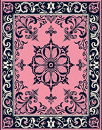 Elegant Pink Floral Intricate Design Rug