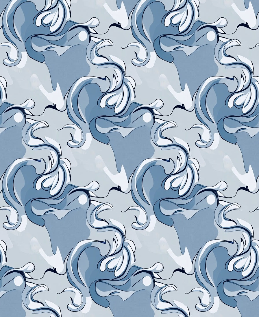 Blue Swirls Abstract Pattern Design Rug