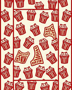 Red Cream Abstract Pattern Rug