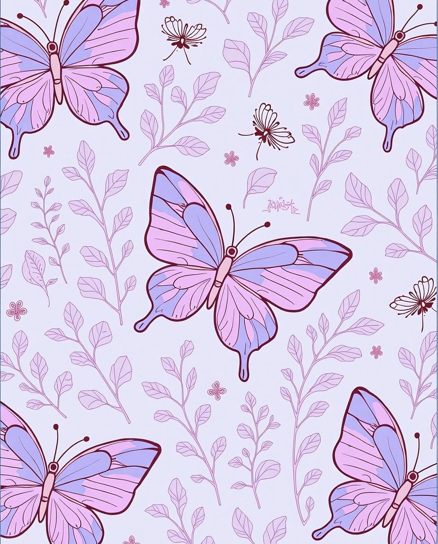 Whimsical Butterfly Botanical Pattern Rug