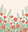 Coral Floral Field Pattern Rug