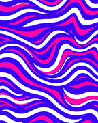 Bold Wavy Blue Pink White Stripe Pattern Rug