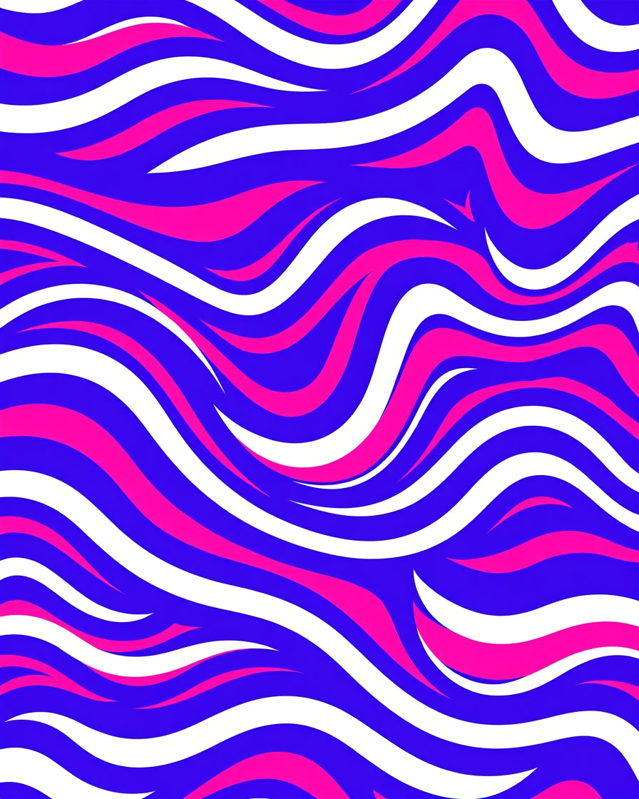 Bold Wavy Blue Pink White Stripe Pattern Rug