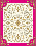 Ornate Floral Swirls Pink Gold Rug