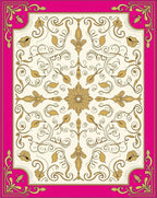 Ornate Floral Swirls Pink Gold Rug