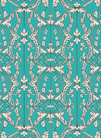 Elegant Teal Cream Floral Pattern Rug