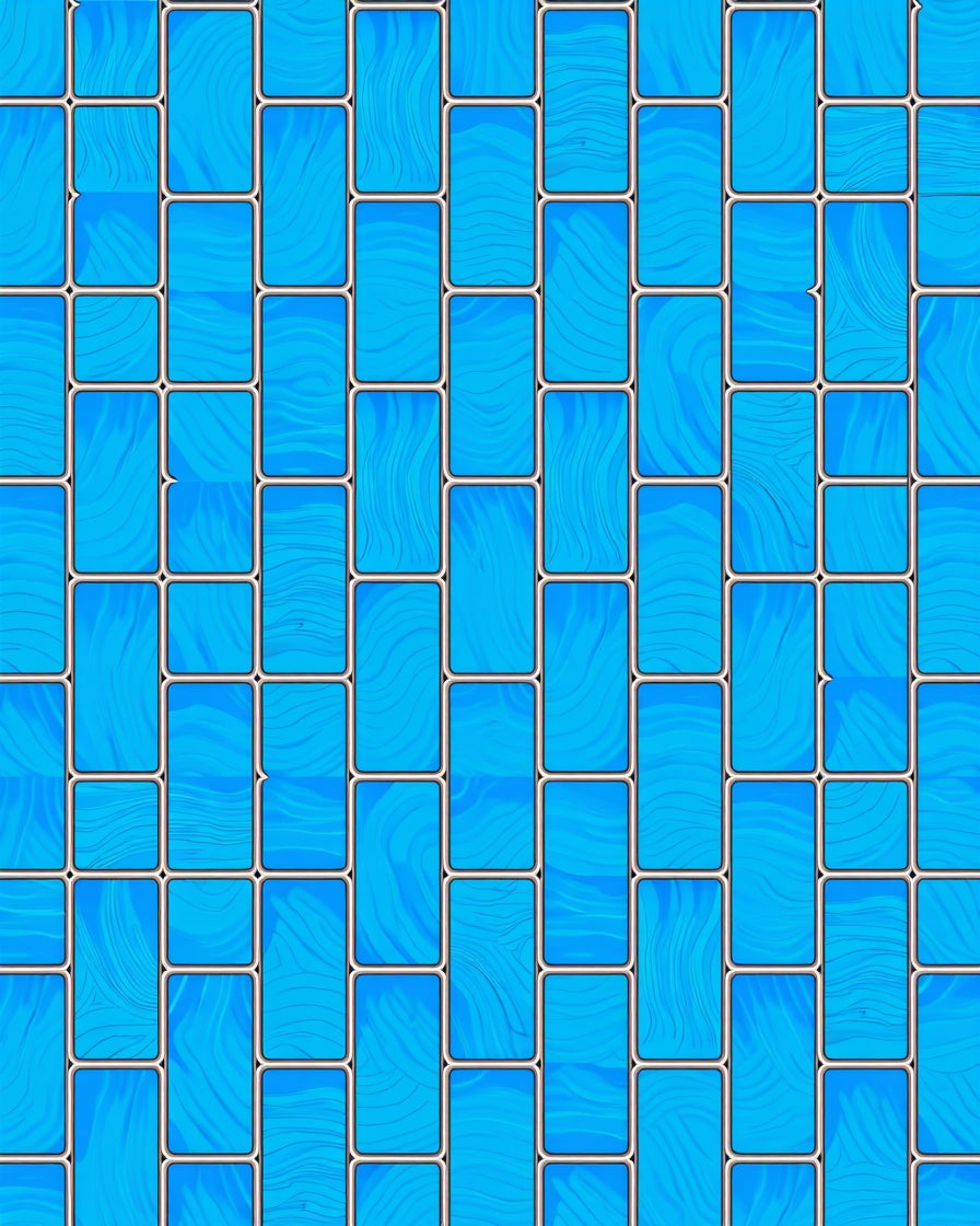 Blue Wood Grain Brick Pattern Rug