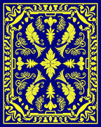 Royal Blue Yellow Floral Border Rug