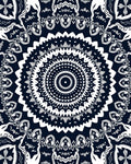 Intricate Radial Black And White Design Rug
