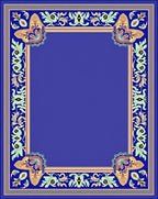 Royal Blue Floral Border Area Rug