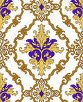 Regal Gold Purple Damask Style Rug