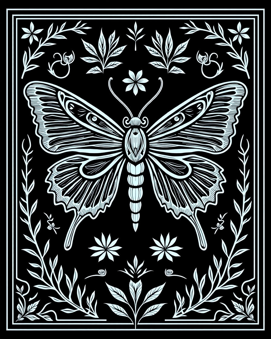 Intricate Butterfly Floral Whimsical Design Rug