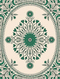 Green Floral Mandala With Vine Border Rug