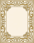 Ornate Gold Flourish Border Rug