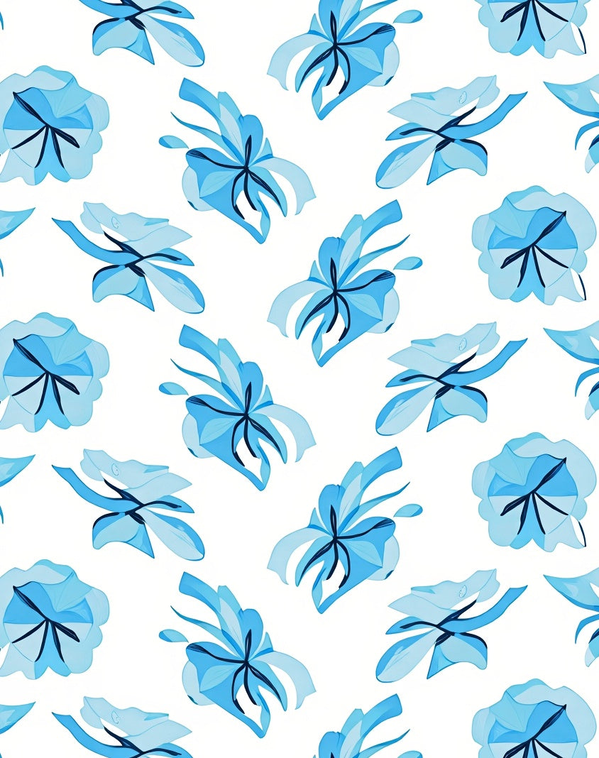Blue Floral Abstract Pattern Style Rug