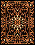 Rich Orange Black Floral Mandala Design Rug