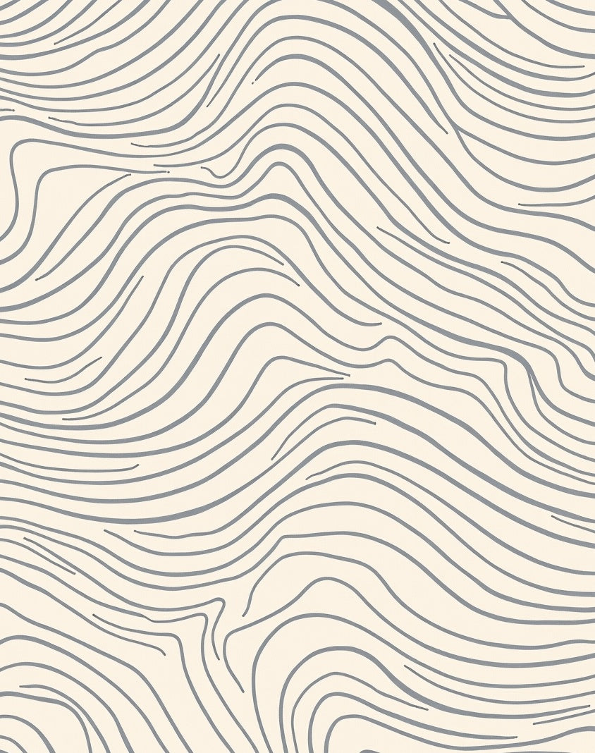 Abstract Wavy Lines on Cream Rug